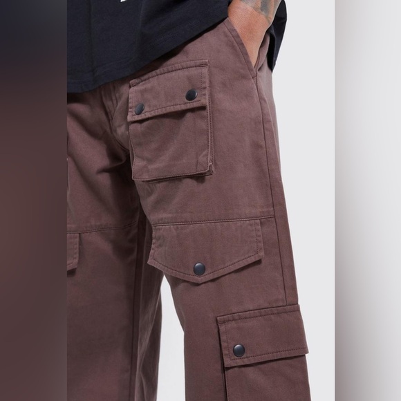 BOOHOO man cargo pants chocolate brown - Picture 3 of 6